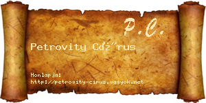 Petrovity Círus névjegykártya